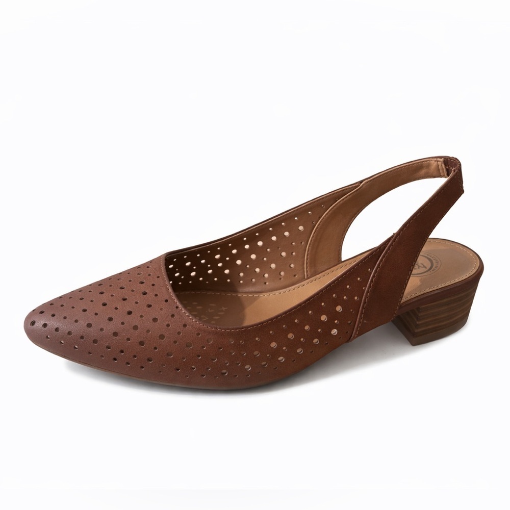 White Mountain Boronic Slingback Shoes Chestnut Block Heel 9.5M NEW No Tags